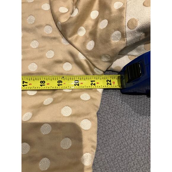 HELGA Vintage Dress, Tan White Polka Dot, Short Sleeve, Lined, Thick, Large (?) - Picture 4 of 9